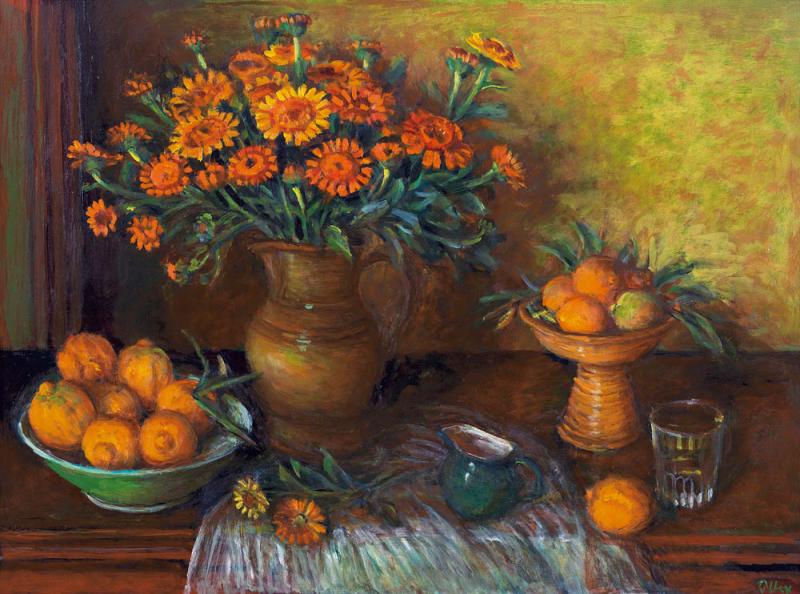 Margaret Olley - Calendulas and Bush Lemons