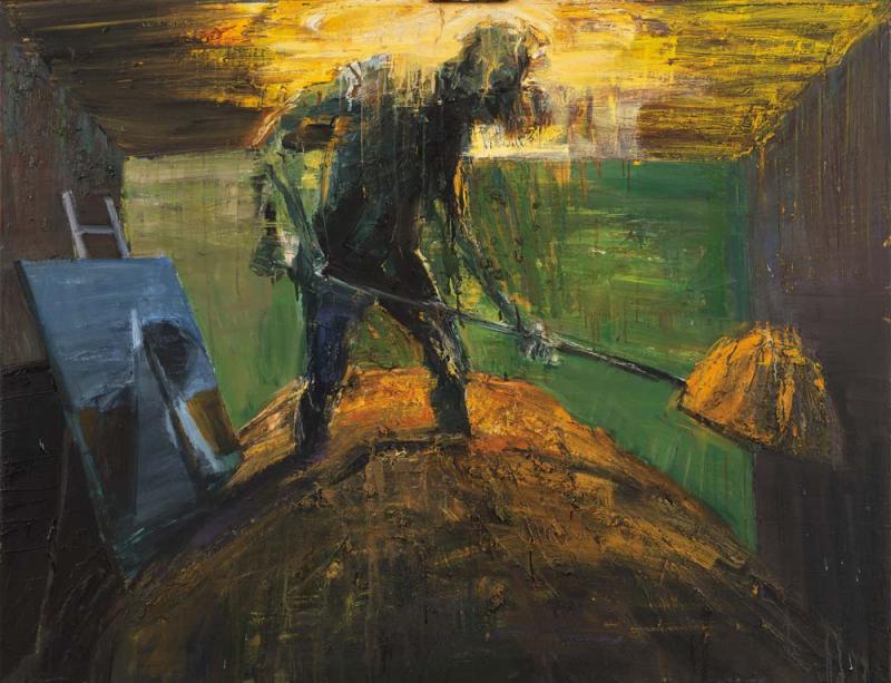 Euan Macleod - Digger in Room with Painting