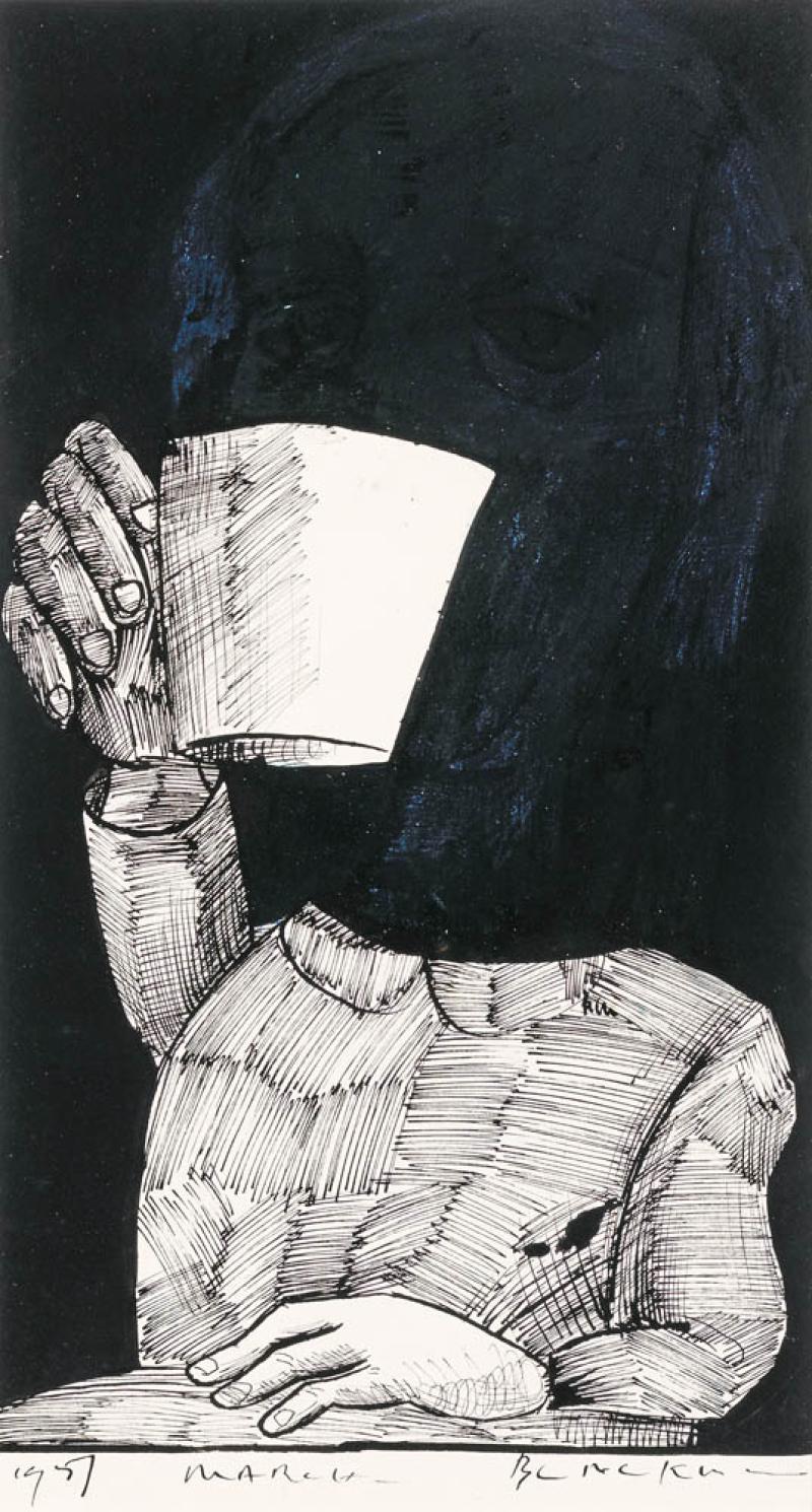 Charles Blackman - Alice Drinking a Cup of Tea