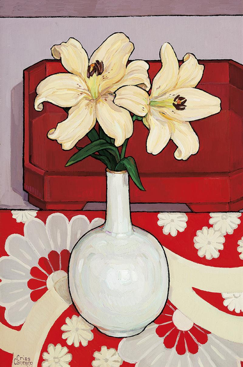 CRISS CANNING - Lilies in Mother of Pearl Vase