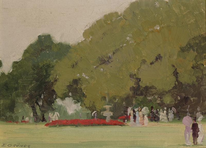 ELIOTH GRUNER - A sketch in Kensington Gardens, London