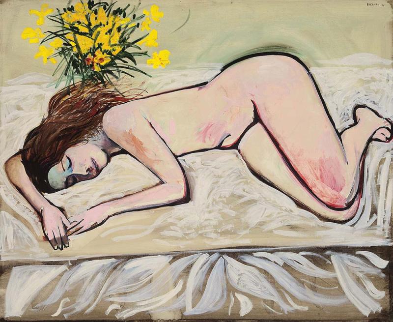 CHARLES BLACKMAN - Untitled (Nude with Flowers)