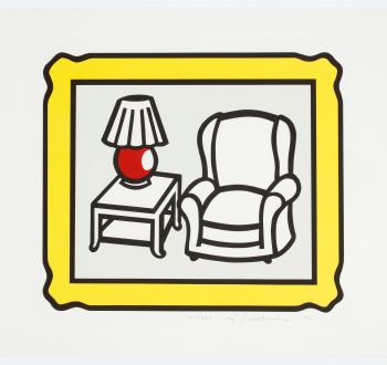 ROY LICHTENSTEIN (1923-1997), <I>Red Lamp</I> 1992. Sold for $36,818 including buyer's premium. © Estate of Roy Lichtenstein/Copyright Agency, 2023.