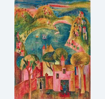 JUSTIN O'BRIEN (1917-1996), <I>Edgecliff Landscape</I> c1947. Sold for $135,000 including buyer's premium. 