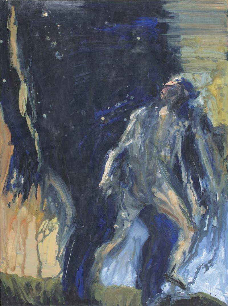 EUAN MACLEOD - Big Dark Figure and Small Light Figure Stepping