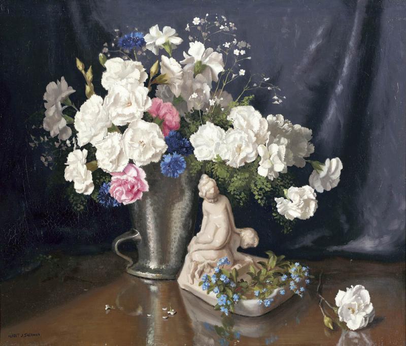 ALBERT SHERMAN - Carnations, Cornflowers and Forget-Me-Nots