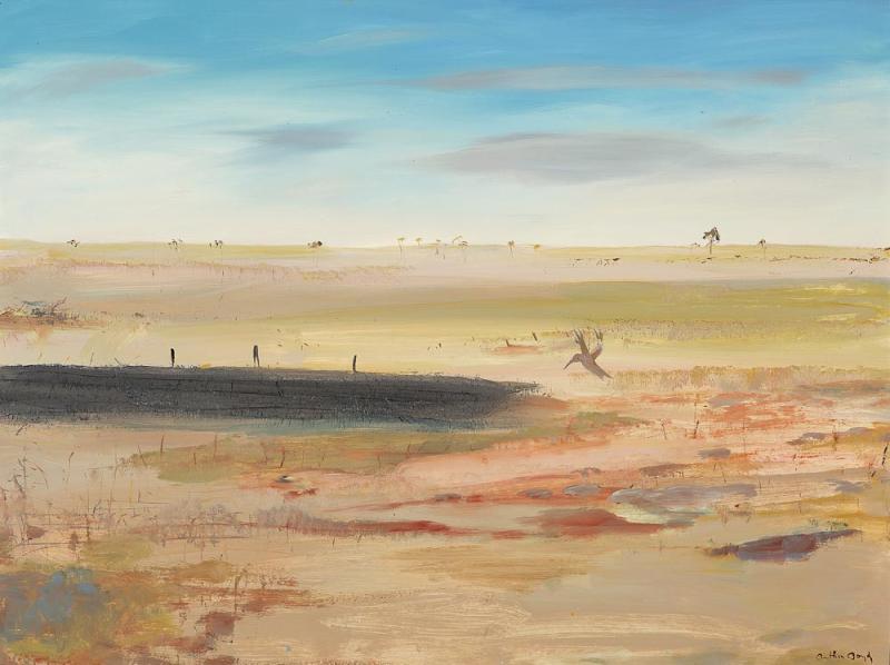 ARTHUR BOYD - Wimmera Landscape with Burnt Stubble and Crow