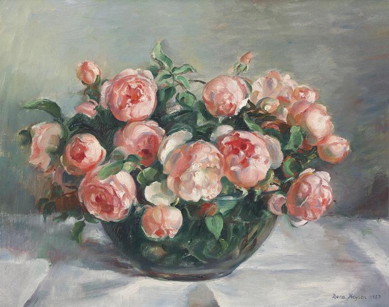 NORA HEYSEN - Bowl of Pink Roses