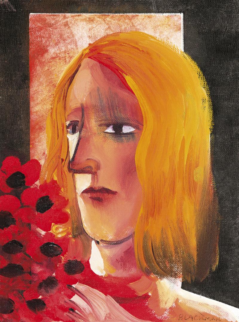 Charles Blackman - Girl with Red Flowers