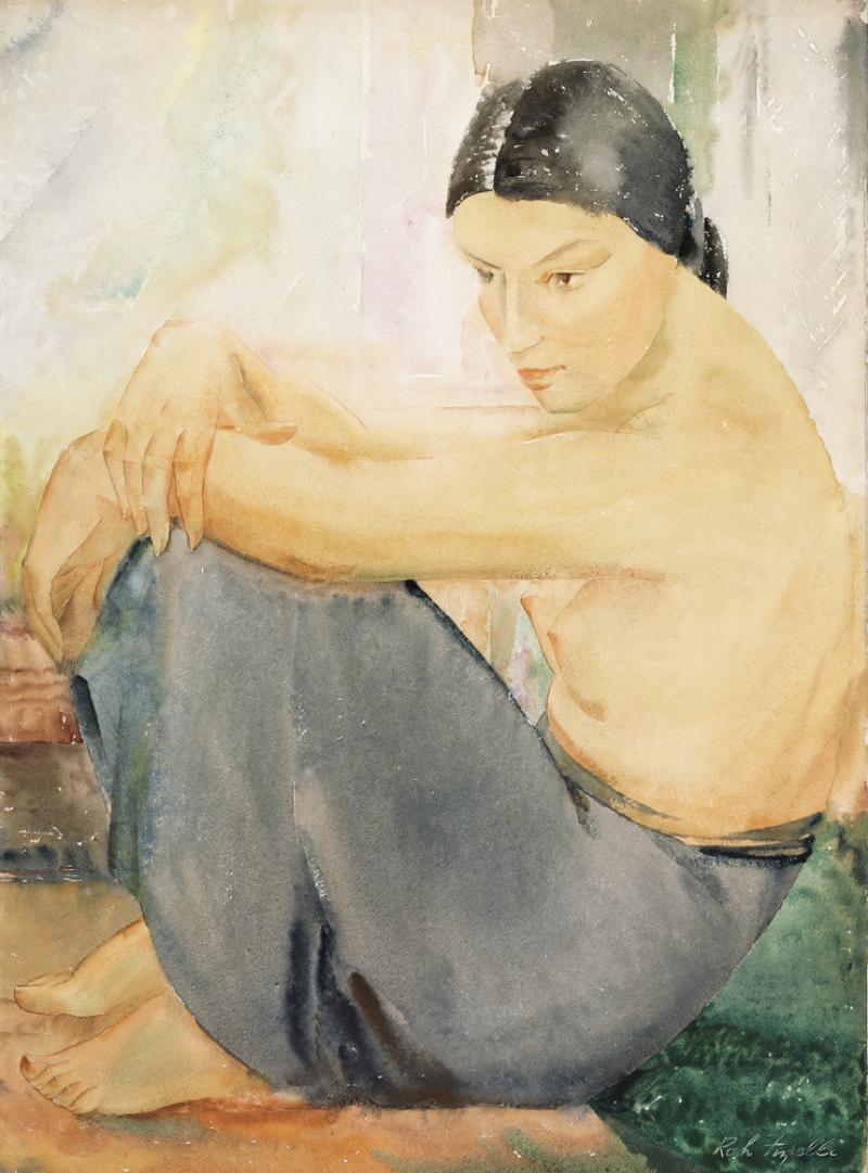 Rah Fizelle - Untitled (Seated Female Figure in Skirt)