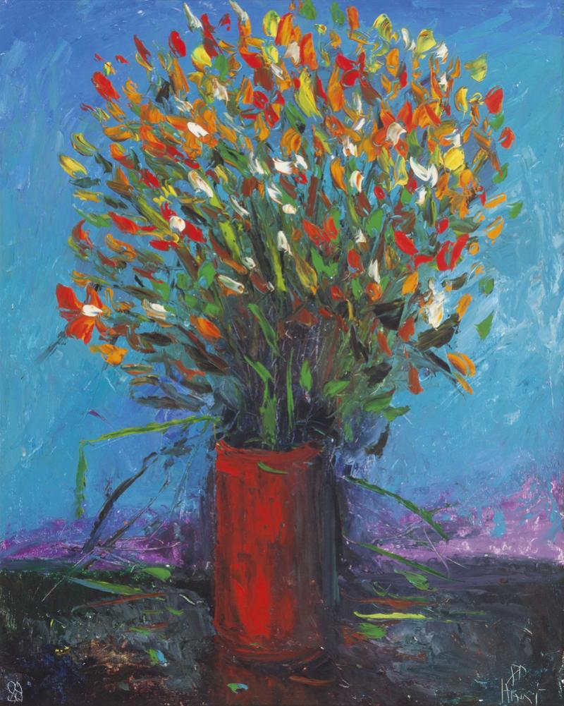 Pro Hart - Flowers in a Vase
