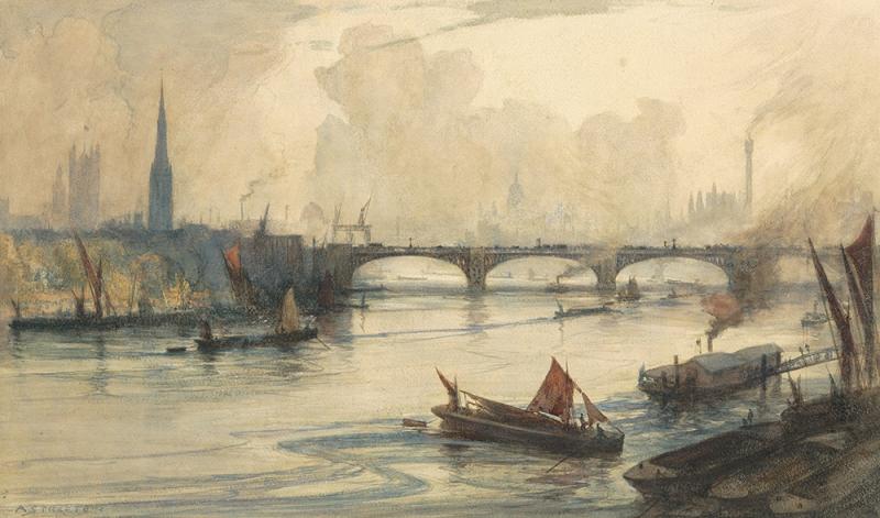 ARTHUR STREETON - Battersea Bridge and Thames Tide