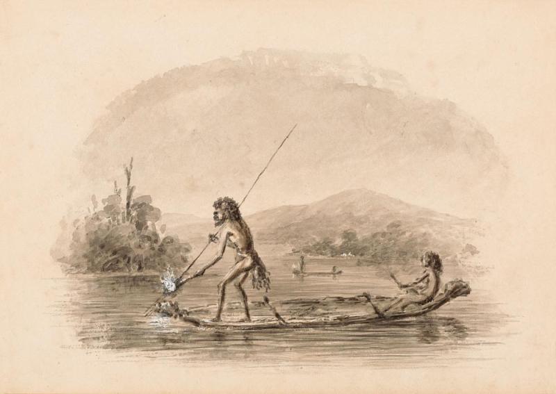 Thomas Balcombe - Untitled (Aborigines Fishing on a Lake)