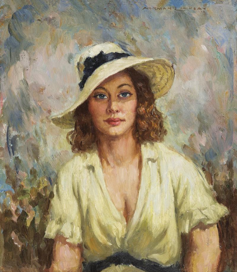 Norman Lindsay - Portrait of a Woman with Hat