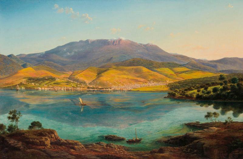 Eugene Von Guerard - View of Hobart Town, with Mount Wellington in the Background