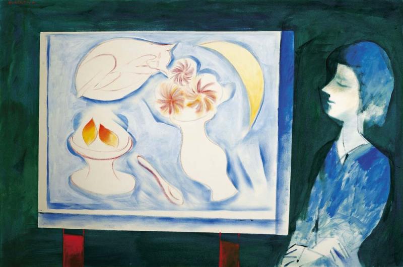 Charles Blackman - Interior with Girl