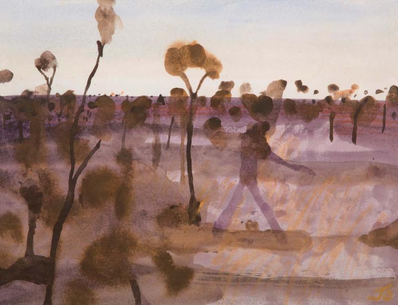 John Olsen - Landscape with a Figure