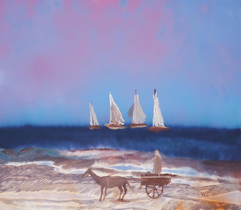 SIDNEY NOLAN - (Man in Horse Drawn Cart; Four Boats America's Cup)