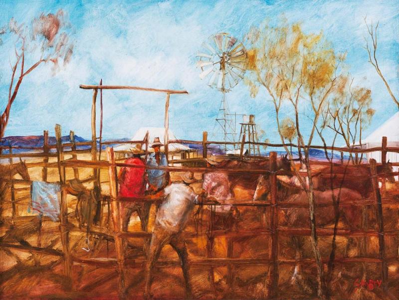 Hugh Sawrey - By the Yards at Springvale - Western Queensland
