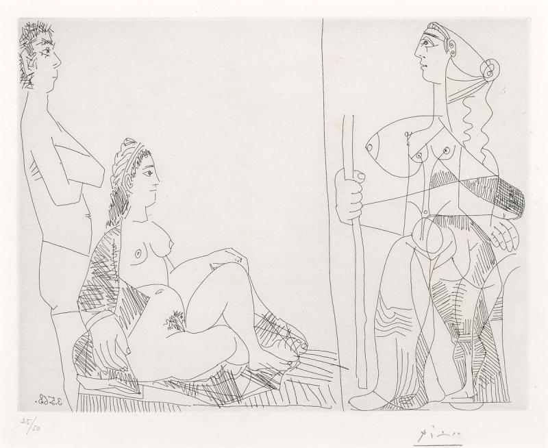 Pablo Picasso - Couple et Voyageuse, from La Série 347