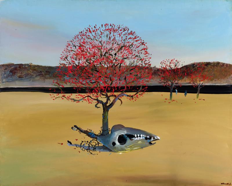 Arthur Boyd - Flame Trees, Horse's Skull, Black River