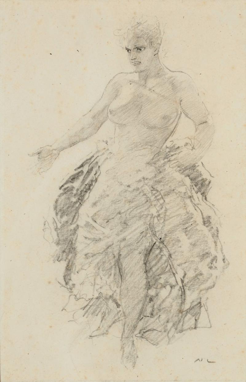 Norman Lindsay - Model with Arranged Drapes