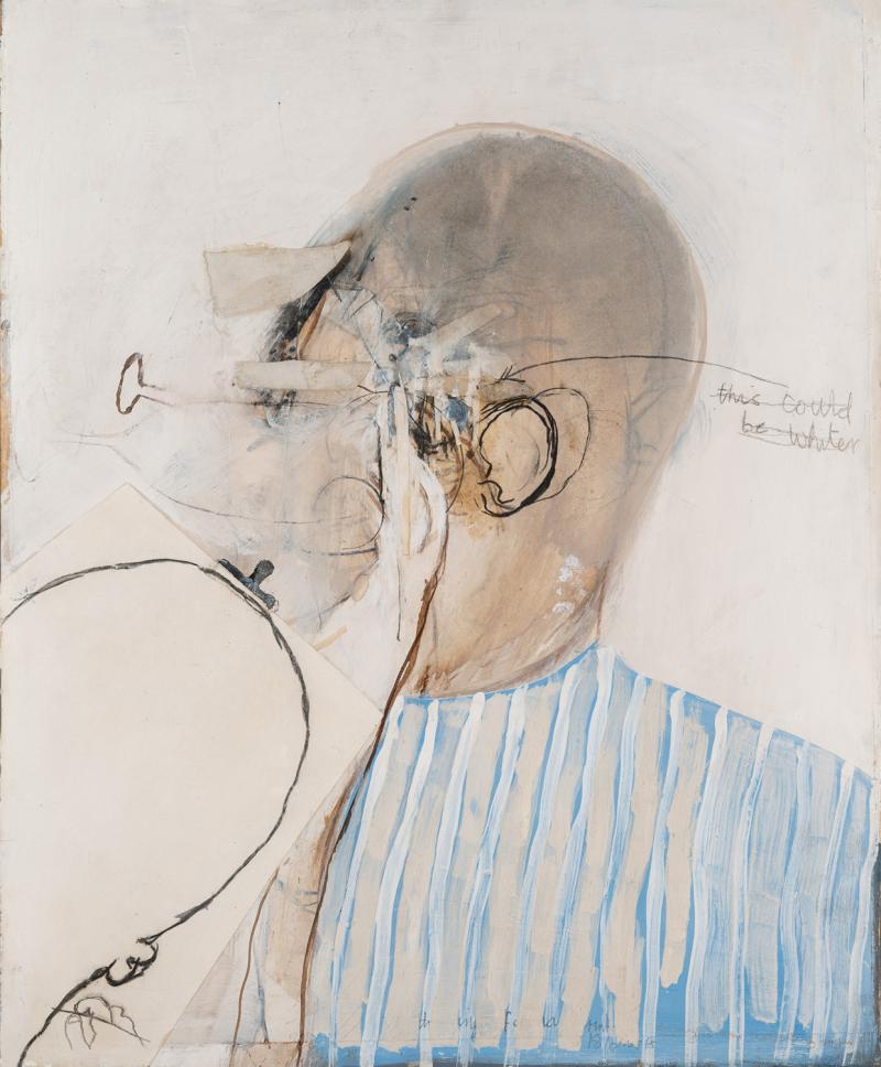 BRETT WHITELEY - Drawing of a Man Drinking (also known as Portrait)