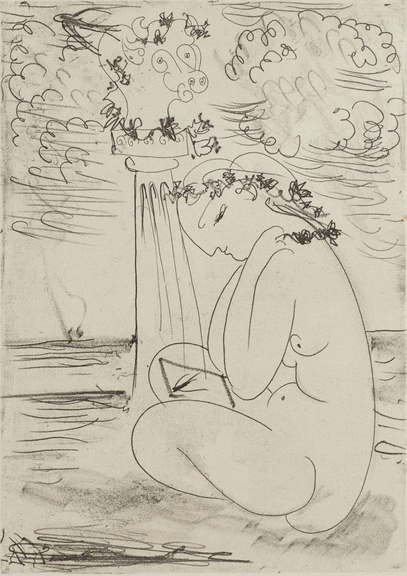 Pablo Picasso - Jeune Femme Surprenant le Reflet d'une Hirondelle dans son Miroir