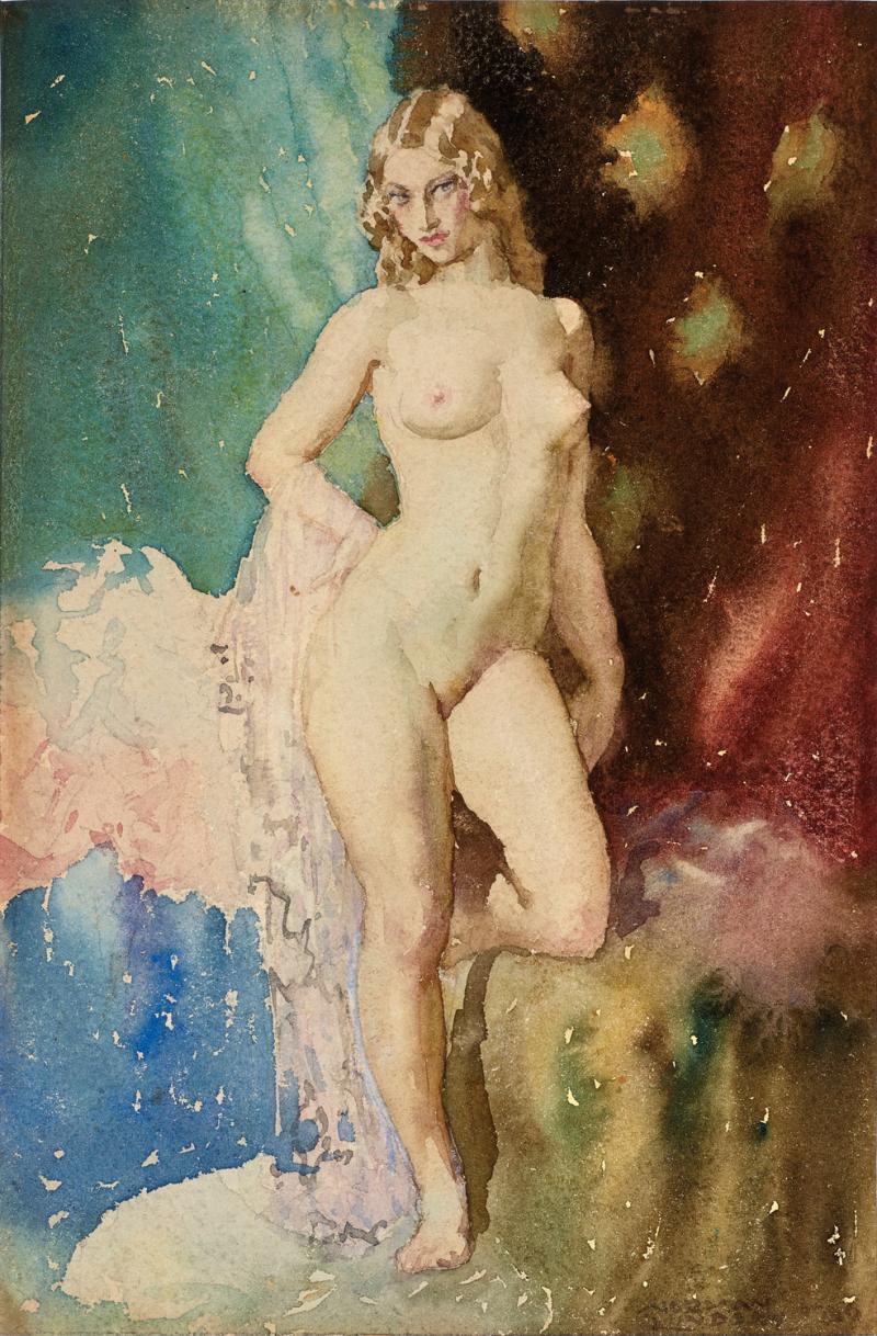 Norman Lindsay - Nude and Drapery