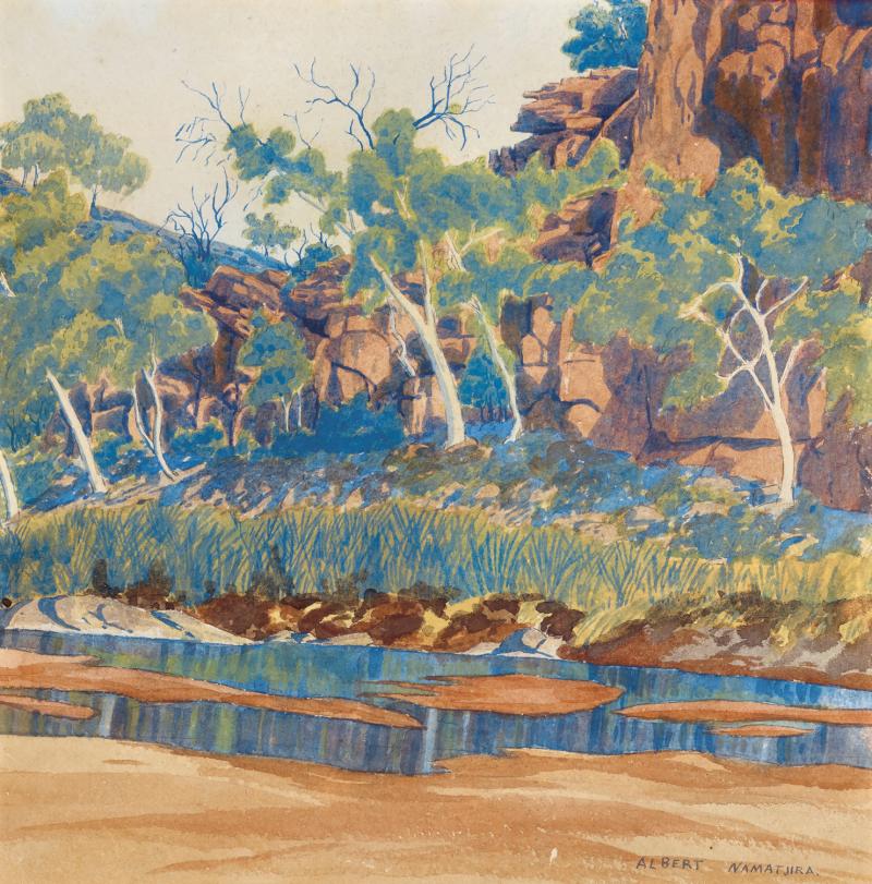 Albert Namatjira - Finke River Valley, James Range c1944