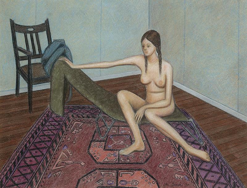 JOHN BRACK - Nude with Chair and Carpet