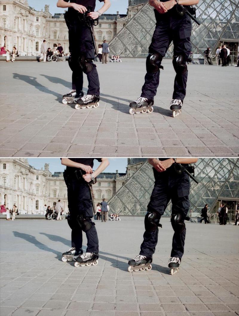 SHAUN GLADWELL - Rollerblade Police Unit , Louvre, Paris, 1 and 2