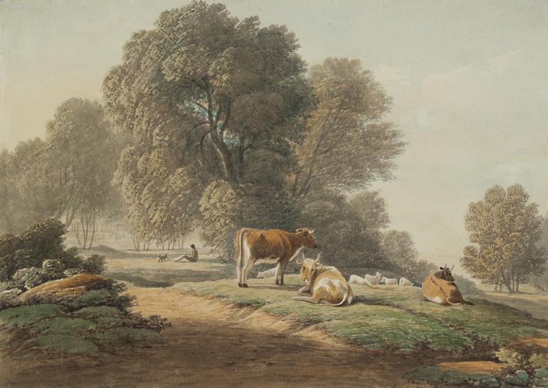 JOHN GLOVER - Landscape with Cattle