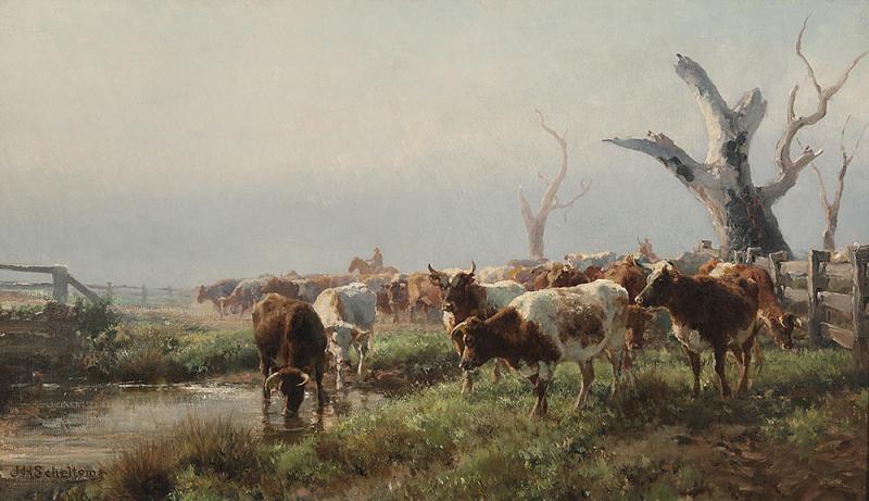 J.H. SCHELTEMA - Droving Cattle